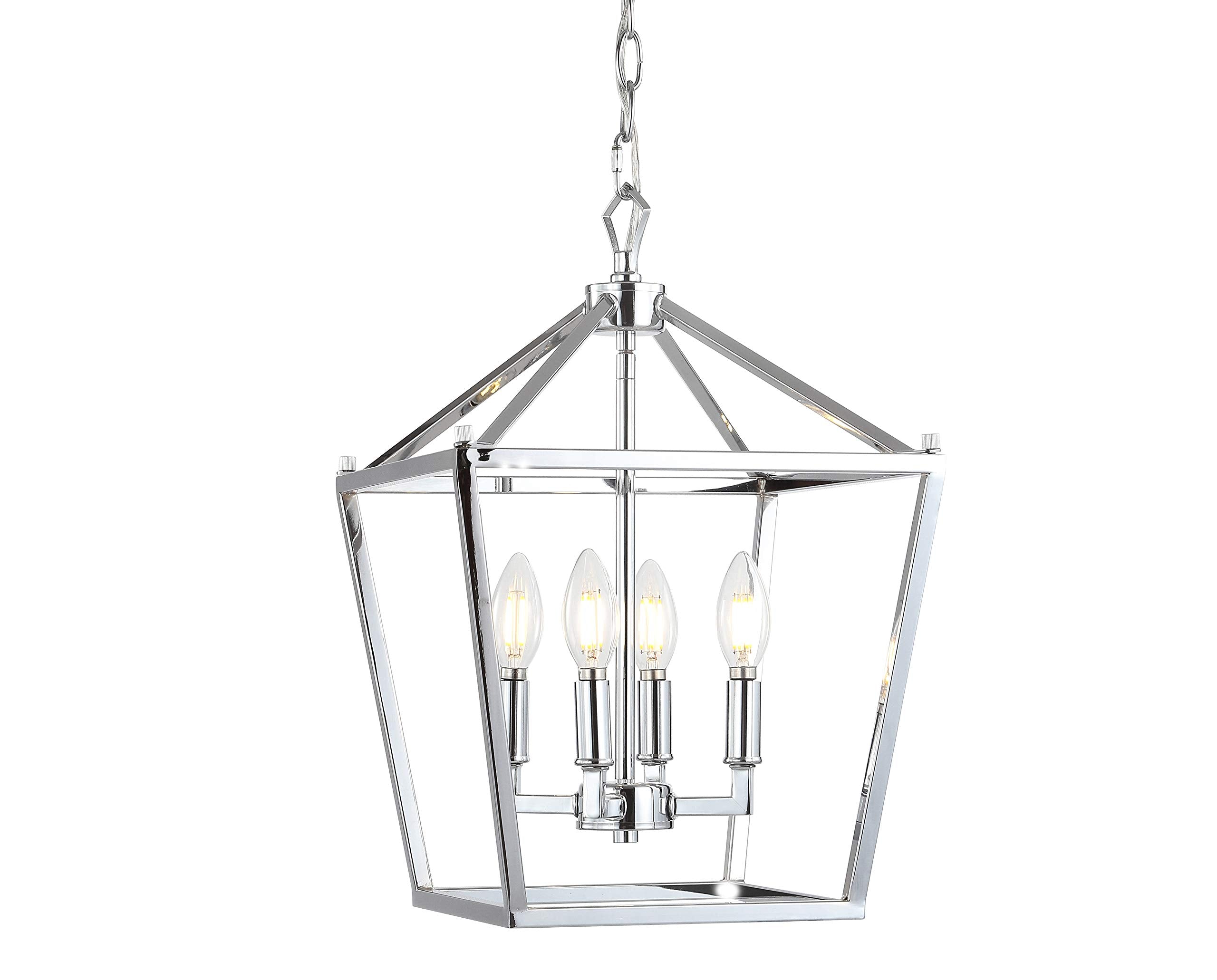 JONATHAN Y 20" Oil Rubbed Bronze Lantern Pendant Light, 8-Light Pagoda Style Metal Cage Farmhouse Hanging Ceiling Fixture for Kitchen Island, LED Bulb Included (JYL7438A)