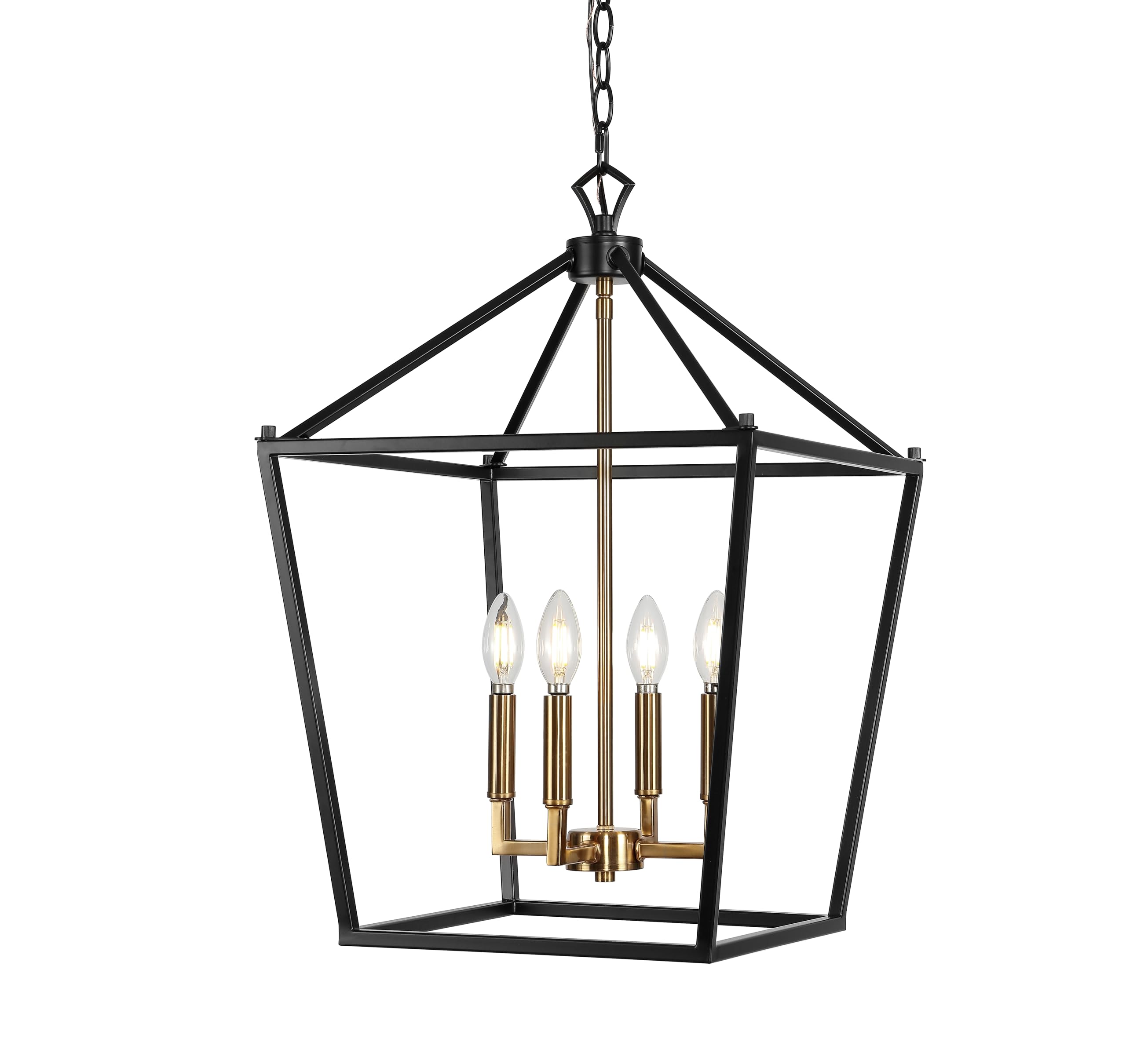 JONATHAN Y 20" Oil Rubbed Bronze Lantern Pendant Light, 8-Light Pagoda Style Metal Cage Farmhouse Hanging Ceiling Fixture for Kitchen Island, LED Bulb Included (JYL7438A)