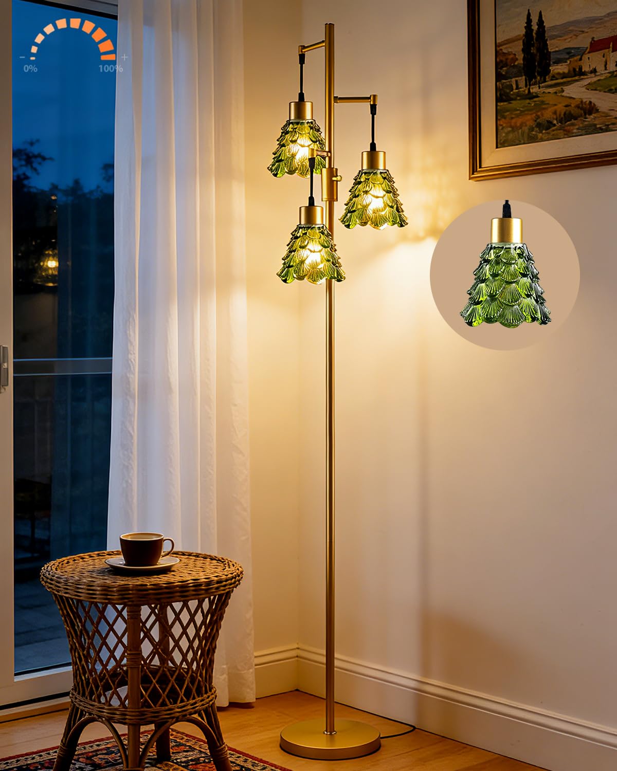 3 Globe Dimmable Tripod Floor Lamp, Mid Century Standing Lamps with 3Pcs 3000K Bulbs Included, Modern Tall Lamp for Living Room Bedroom Office-Gold