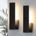 Set of 2 18W Matte Black Aluminum Waterproof LED Wall Sconces, Hardwired Indoor Outdoor Wall Lights for Bedroom Bathroom Porch Stairway Office Living Room