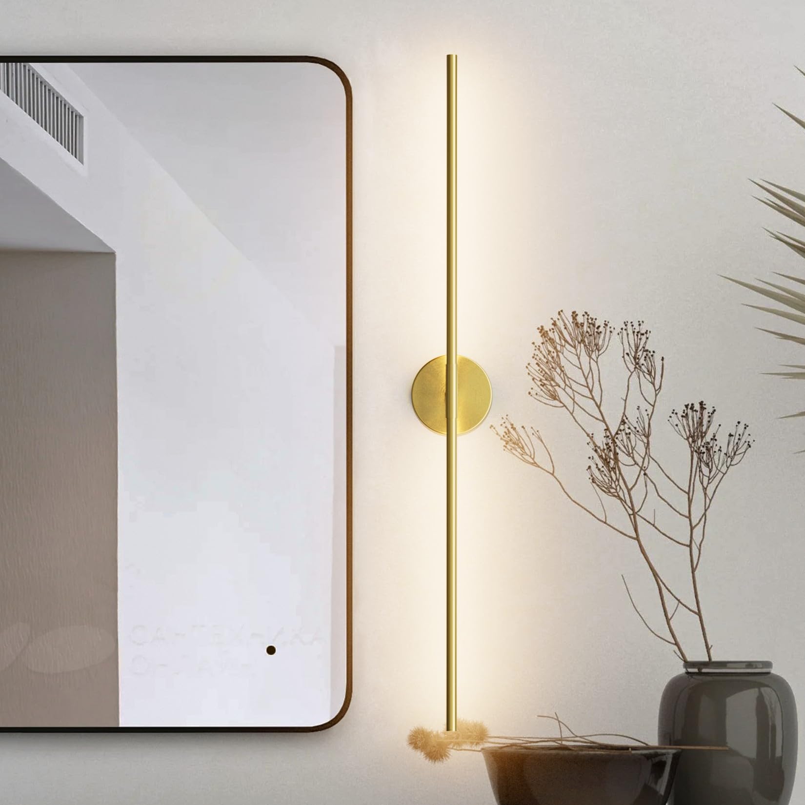 Black Wall Sconce for Bathroom 28In Hardwired Vanity Light Fixture 3000K Indoor Bathroom Sconce Over Mirror 360° Rotate for Living Room