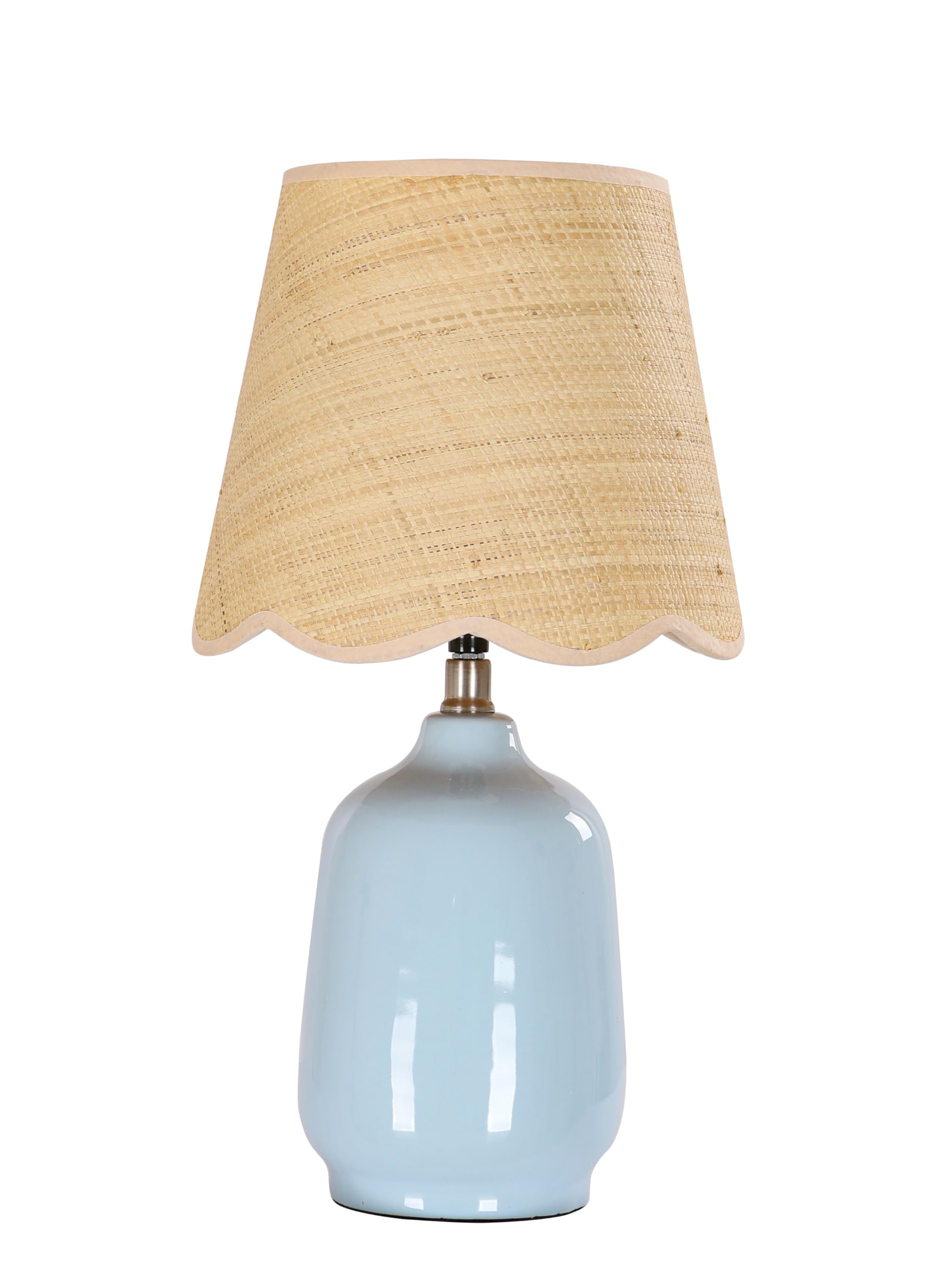 Pia Ricco 19" Modern Ceramic Table Lamp for Living Room Cream Base Desk Lamps for Bedroom Farmhouse Bedside Nightstand Lamp End Table Lamps,Beige,Rattan Shade