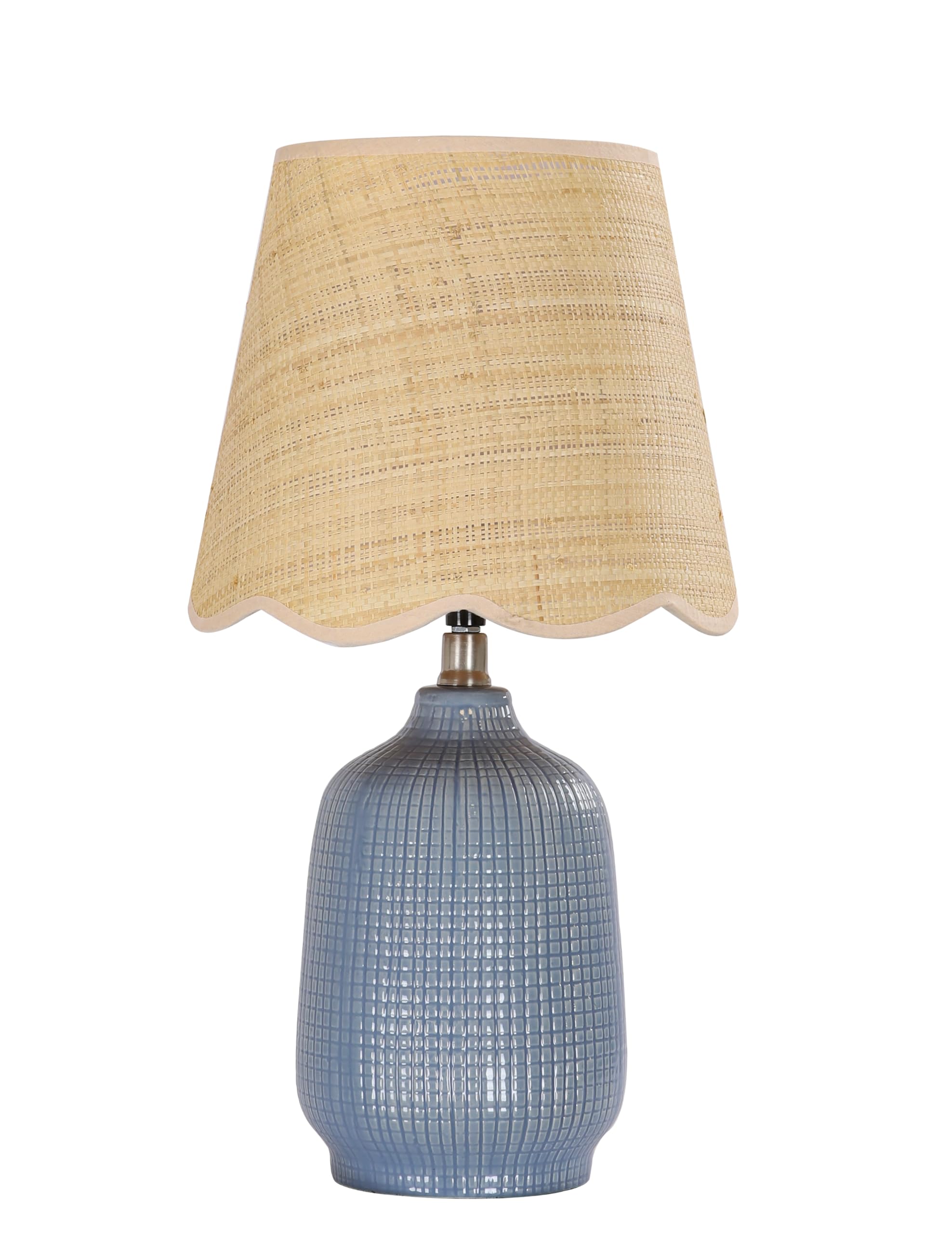 Pia Ricco 19" Modern Ceramic Table Lamp for Living Room Cream Base Desk Lamps for Bedroom Farmhouse Bedside Nightstand Lamp End Table Lamps,Beige,Rattan Shade