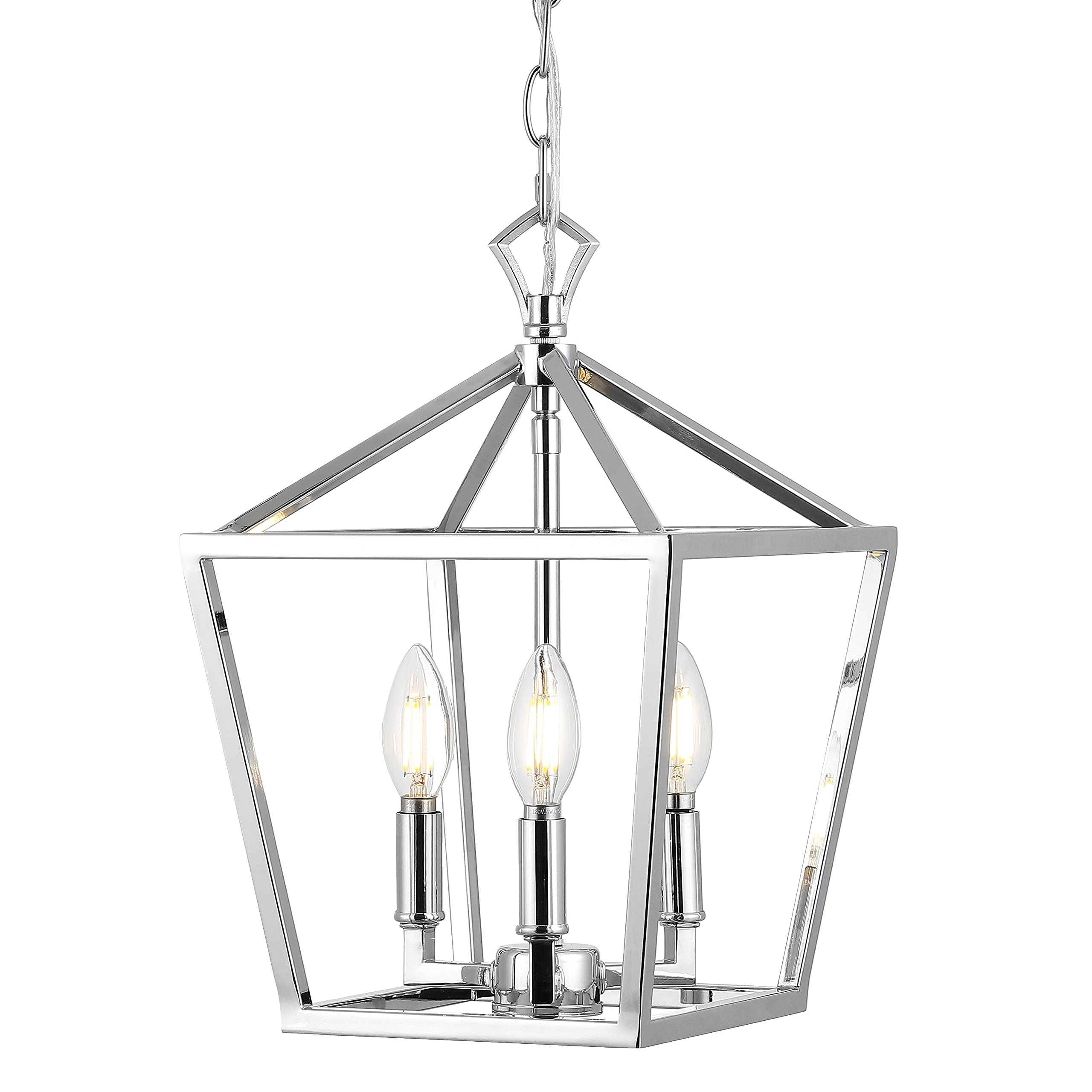 JONATHAN Y 20" Oil Rubbed Bronze Lantern Pendant Light, 8-Light Pagoda Style Metal Cage Farmhouse Hanging Ceiling Fixture for Kitchen Island, LED Bulb Included (JYL7438A)