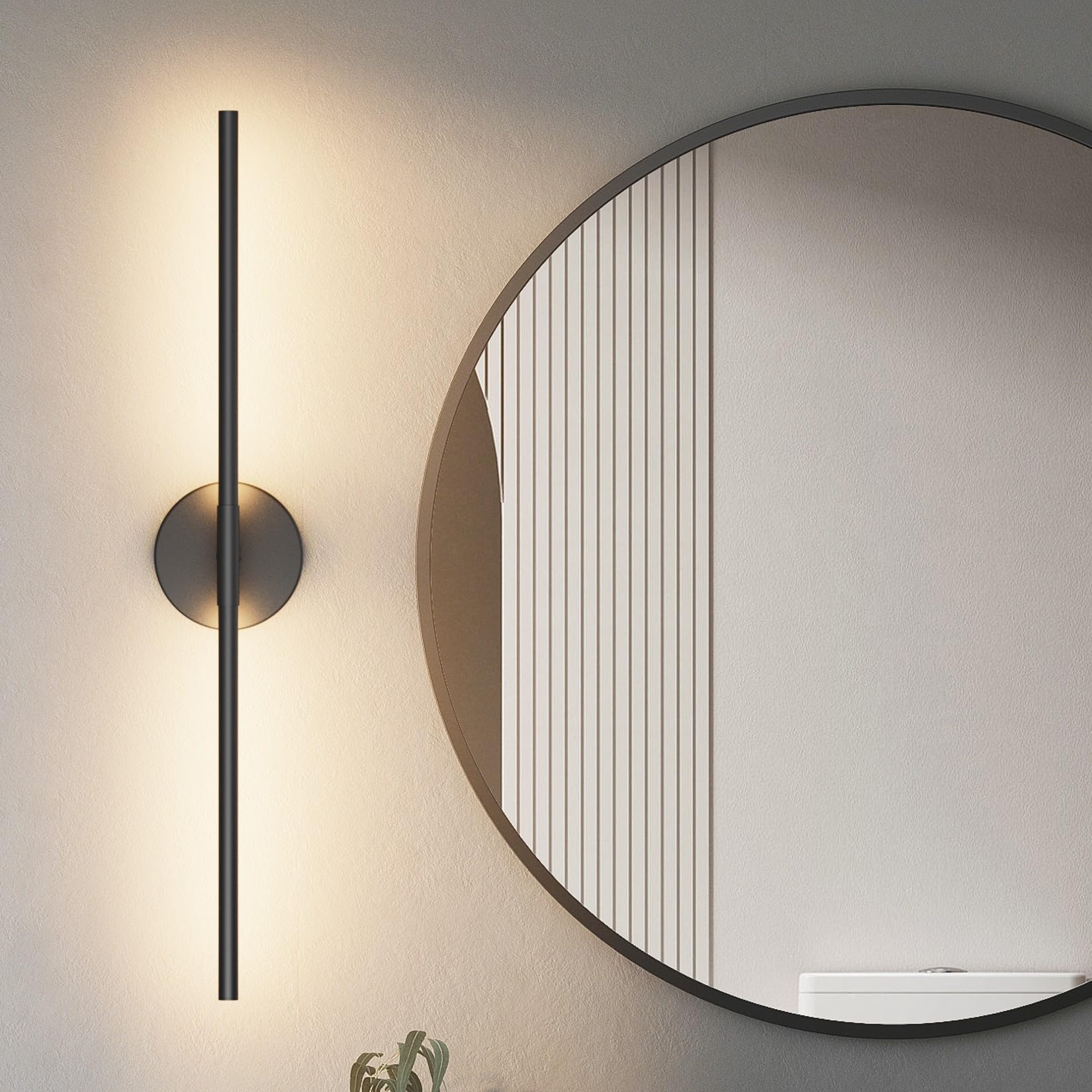 Black Wall Sconce for Bathroom 28In Hardwired Vanity Light Fixture 3000K Indoor Bathroom Sconce Over Mirror 360° Rotate for Living Room