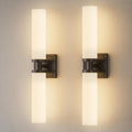 Black Wall Sconces Set of Two, Modern Bathroom Sconce with Frosted Glass, Hardwired Wall Light Fixtures for Bathroom Living Room Bedroom Hallway (Bulbs Not Included)