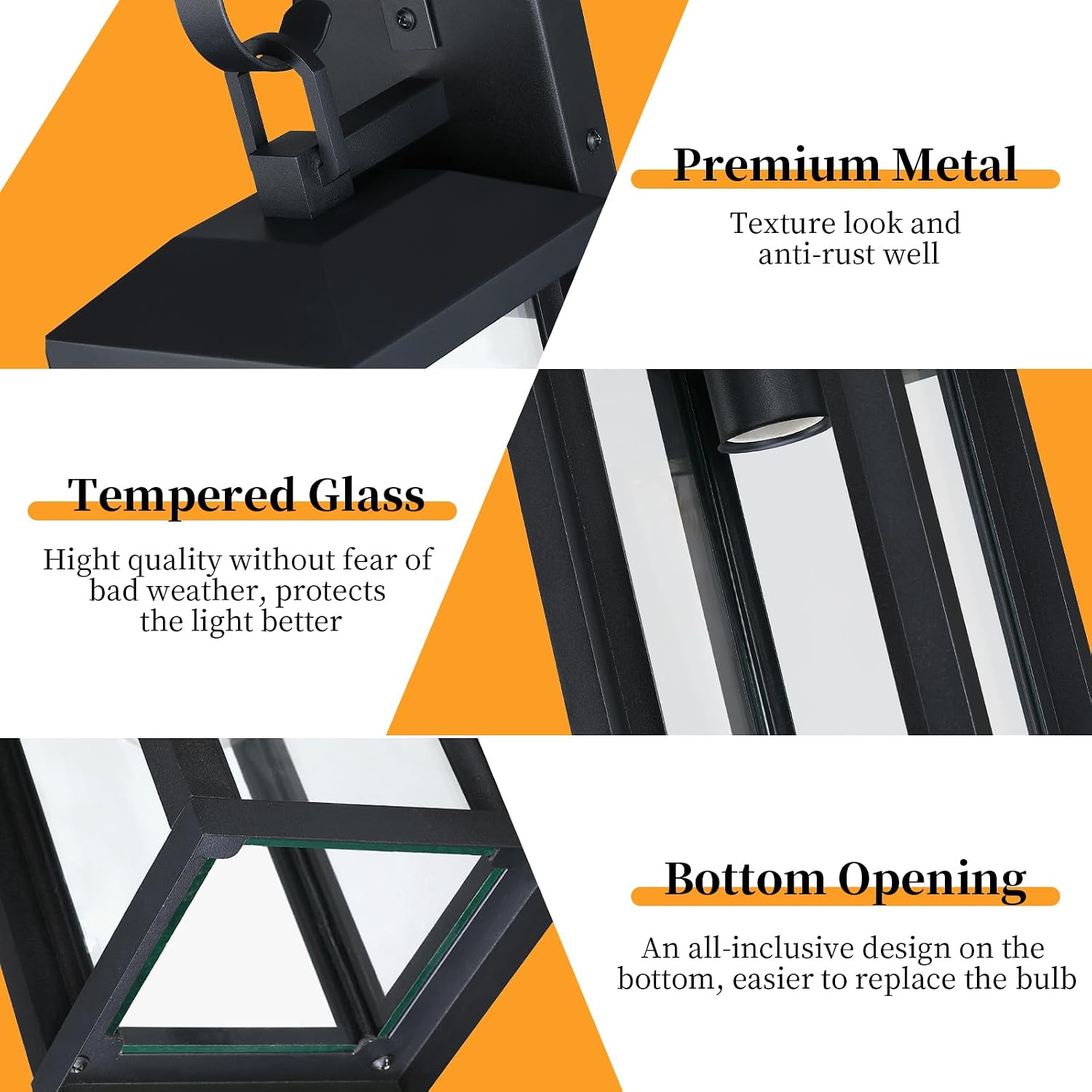 2-Pack 17" Black Modern Farmhouse Waterproof Outdoor Wall Sconces, Anti-Rust Clear Glass Porch Coach Lights for Garage & House Exterior