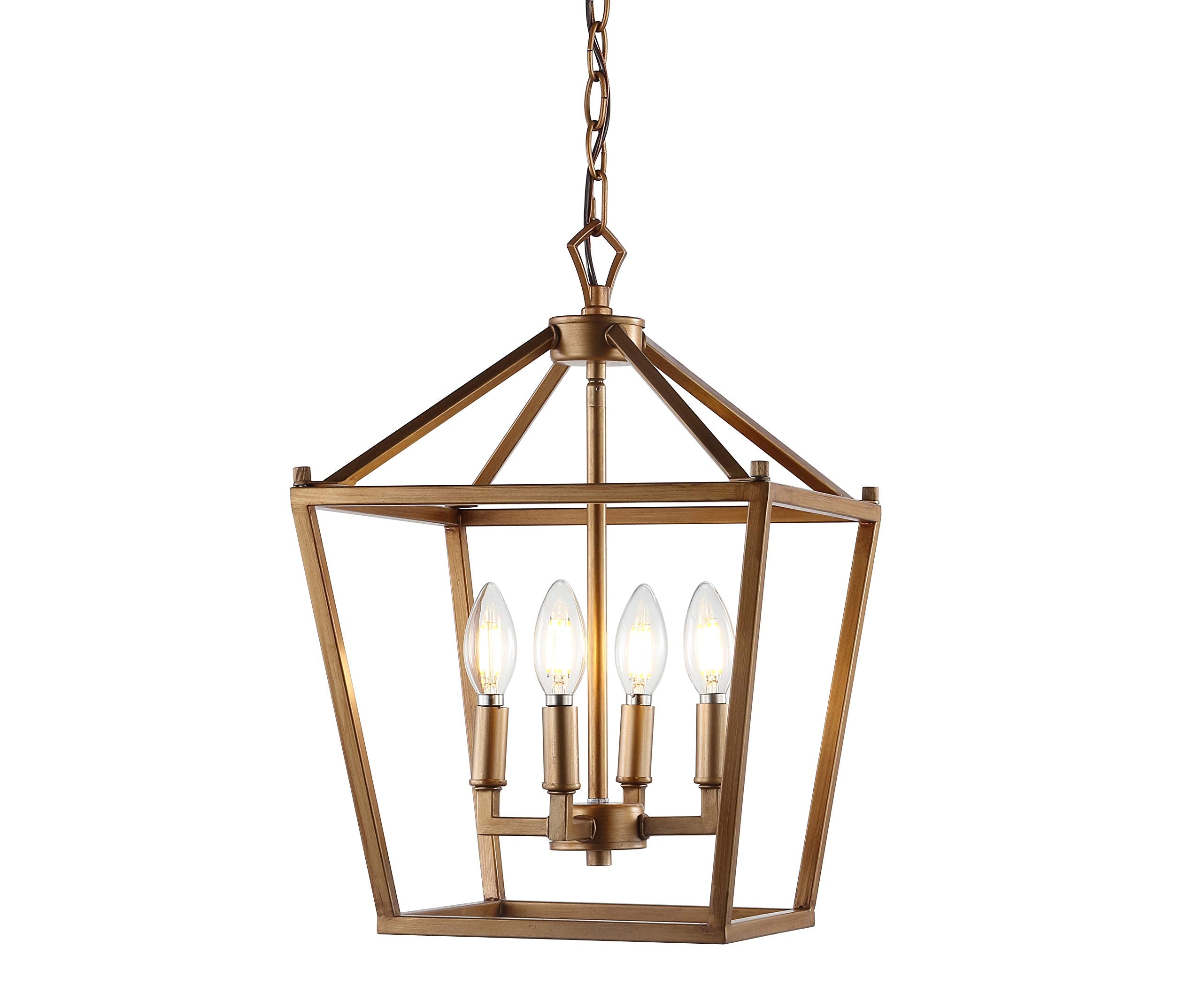 JONATHAN Y 20" Oil Rubbed Bronze Lantern Pendant Light, 8-Light Pagoda Style Metal Cage Farmhouse Hanging Ceiling Fixture for Kitchen Island, LED Bulb Included (JYL7438A)