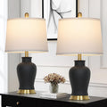 Modern Ceramic Table Lamps Set of 2, 23" White Ceramic Lamps for Living Room, Rustic Farmhouse Bedside Lamp with Ginger Jar Design, Elegant Bedroom Lamp for Nightstand Desk Side End Table Home Decor