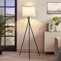 Tripod Floor Lamp Silver, 61”Tall Floor Lamps, Standing Lamp with Rotary Switch, Modern Floor Lamp Simple Design with White Shade, Floor Lamps for Living Room, Bedroom, Office, Without Bulb