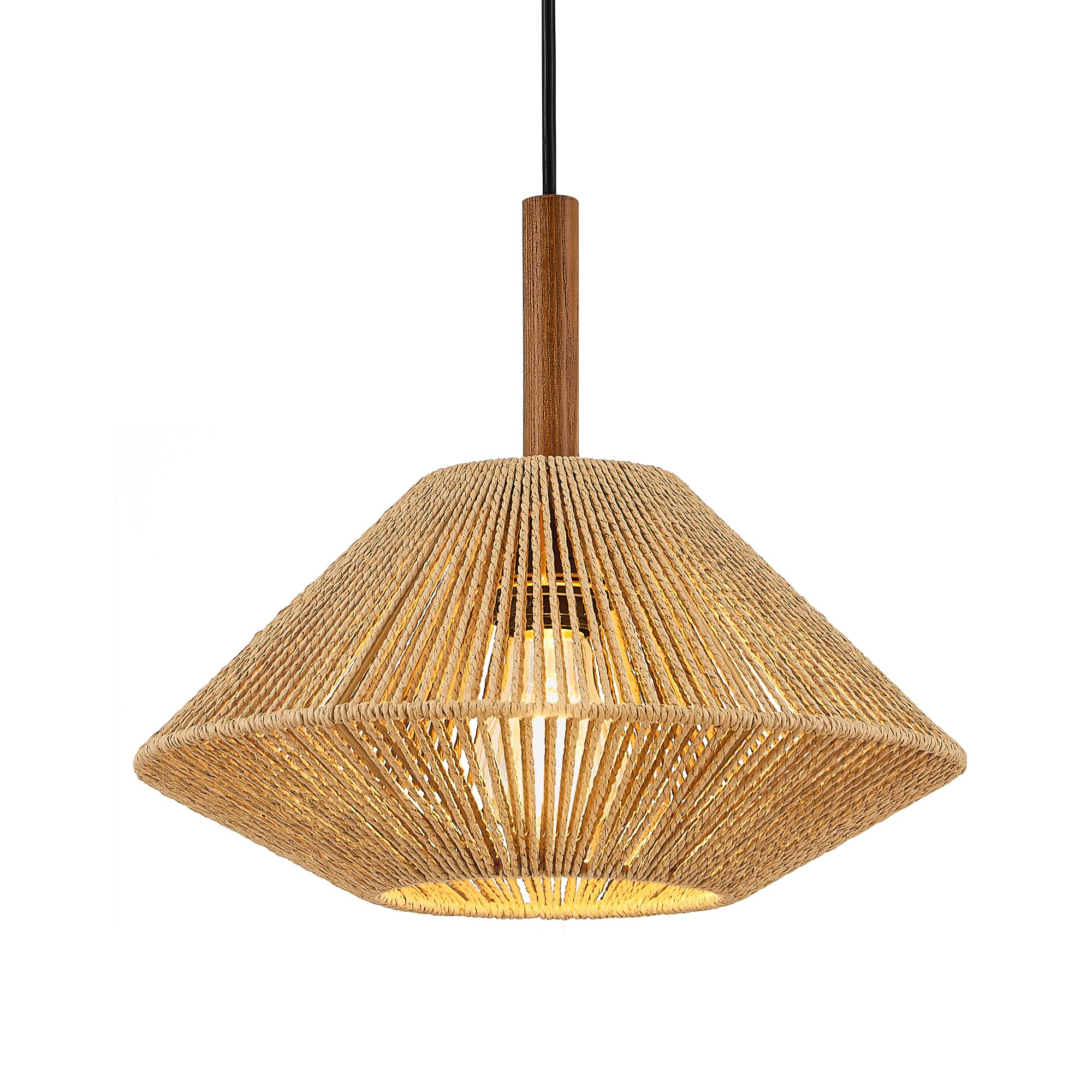 ELYONA Boho Woven Pendant Lights 7” Rustic Rattan Hanging Lamp Adjustable Handwoven Basket Shade, Japandi Pendant Light Fixtures for Kitchen Island, Dining Room, Bedroom, Farmhouse Bar, Foyer Hallway