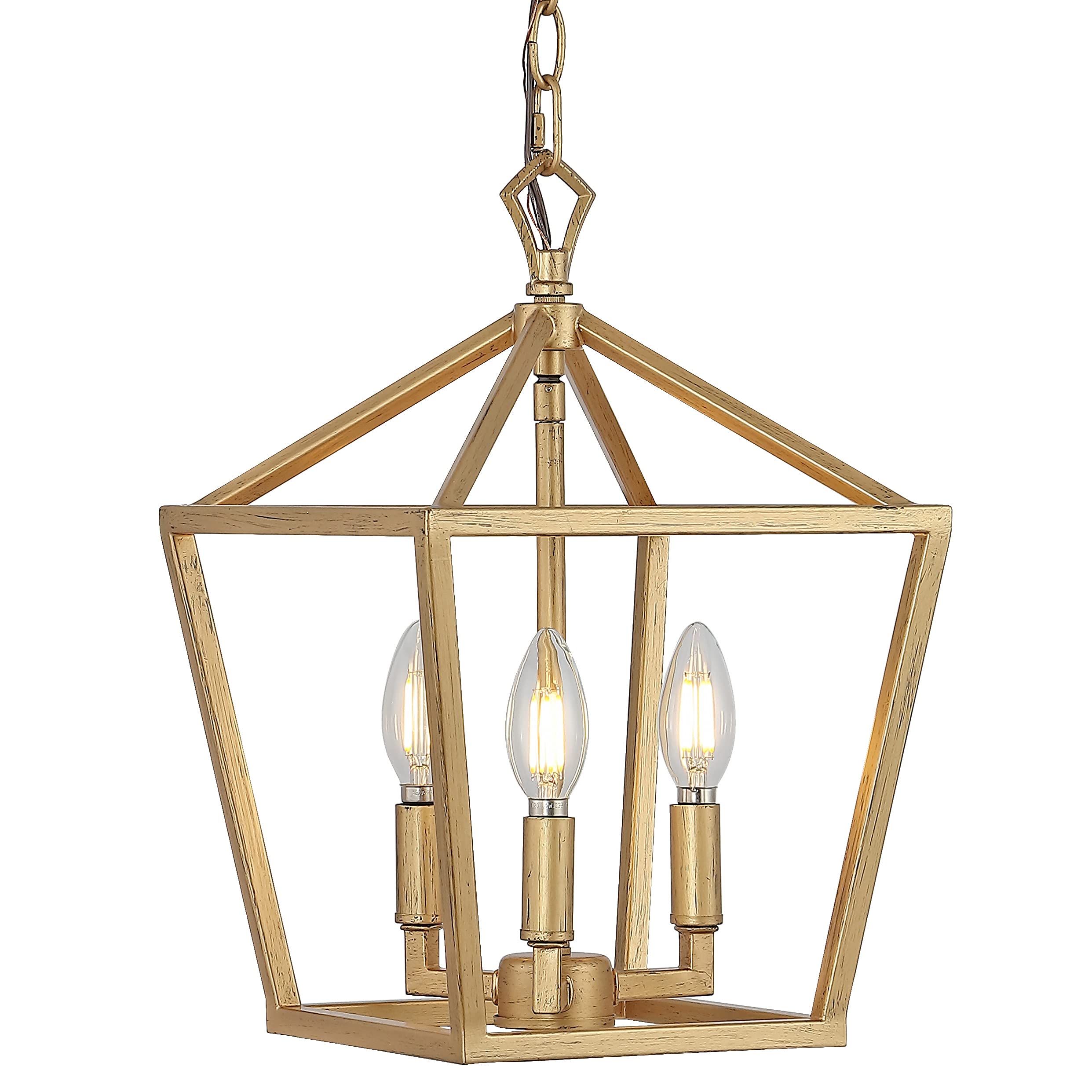 JONATHAN Y 20" Oil Rubbed Bronze Lantern Pendant Light, 8-Light Pagoda Style Metal Cage Farmhouse Hanging Ceiling Fixture for Kitchen Island, LED Bulb Included (JYL7438A)