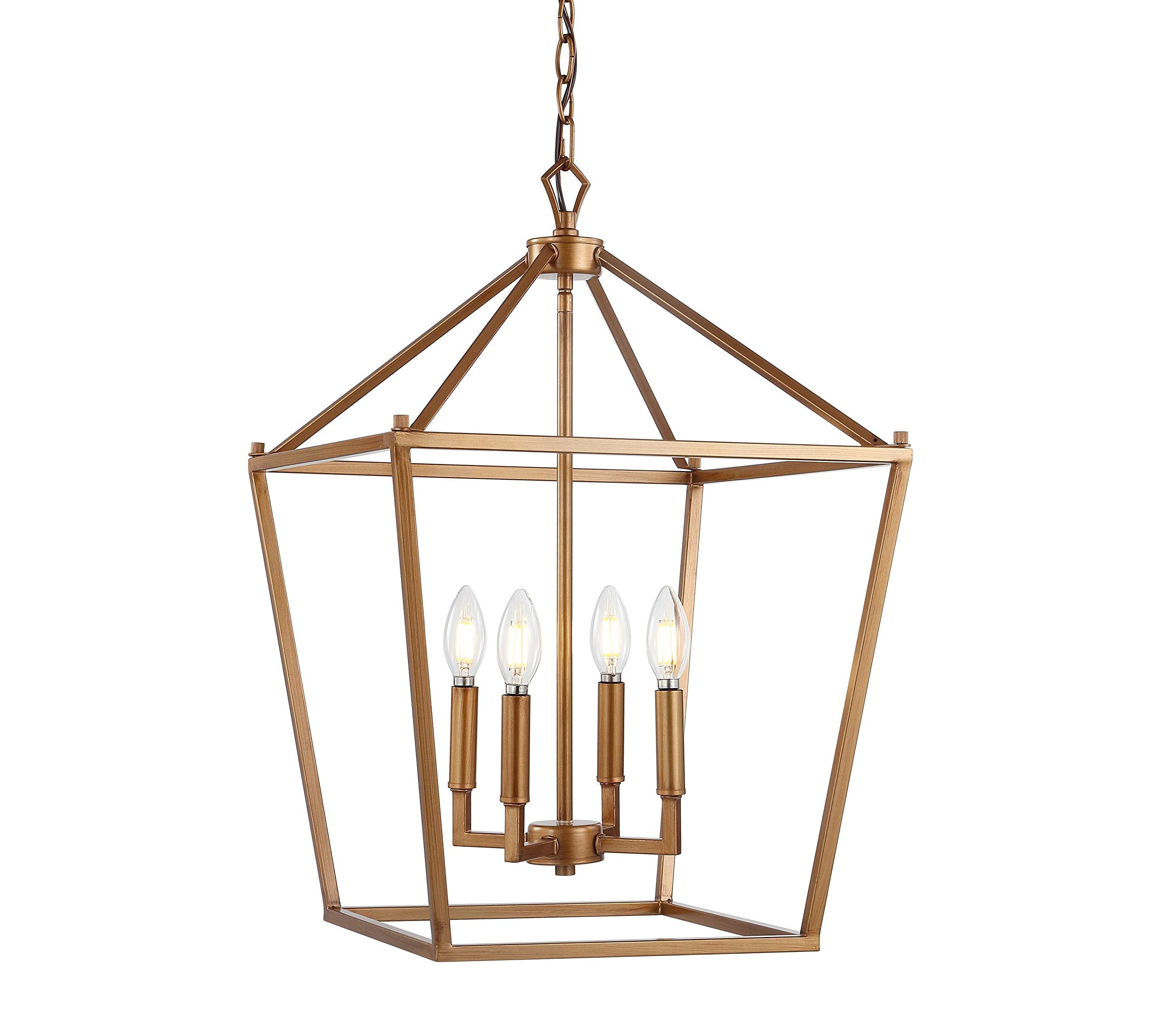JONATHAN Y 20" Oil Rubbed Bronze Lantern Pendant Light, 8-Light Pagoda Style Metal Cage Farmhouse Hanging Ceiling Fixture for Kitchen Island, LED Bulb Included (JYL7438A)