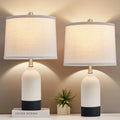 Modern Ceramic Table Lamp Set of 2, Adjustable Color Temperature Bedside Lamps for Night Stands with Fabric Drum Shade, Nightstand Lamps for Bedroom, Living Room, Desk, Includes 2 Bulbs (21.4")