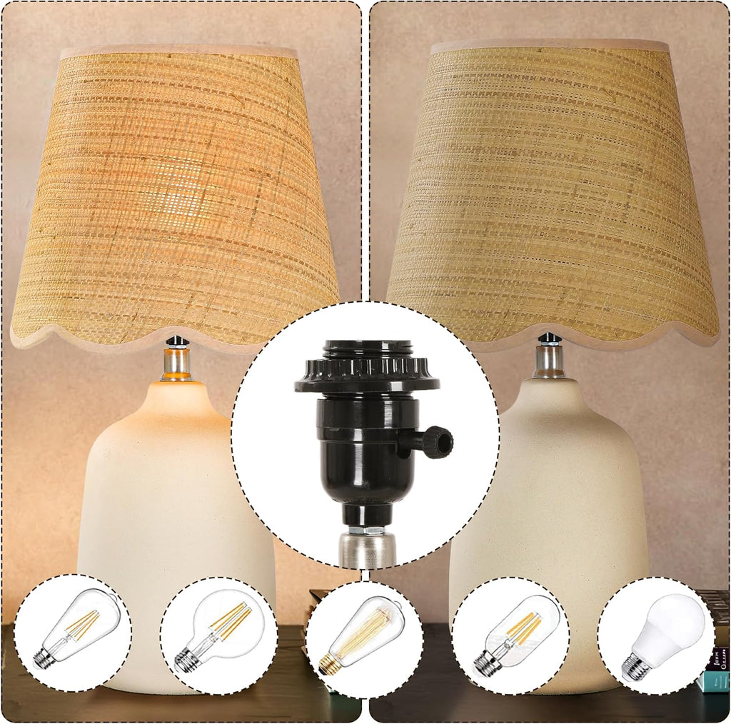 Pia Ricco 19" Modern Ceramic Table Lamp for Living Room Cream Base Desk Lamps for Bedroom Farmhouse Bedside Nightstand Lamp End Table Lamps,Beige,Rattan Shade